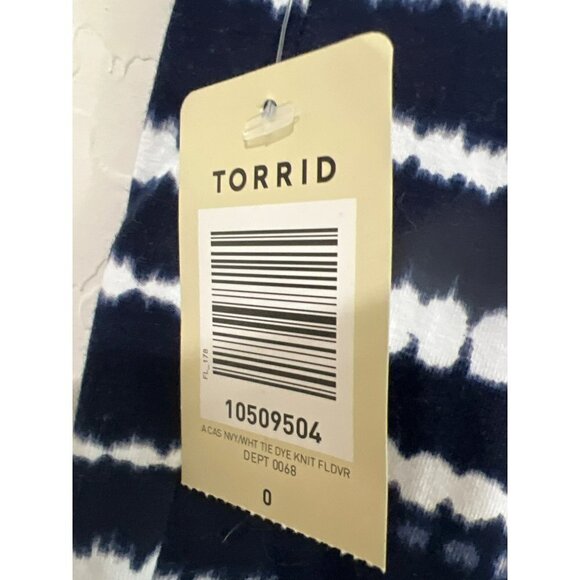 Torrid Sz 0 (US 12) Stretch Pencil Skirt Foldover Waist Navy Blue White Tie Die - Picture 5 of 7